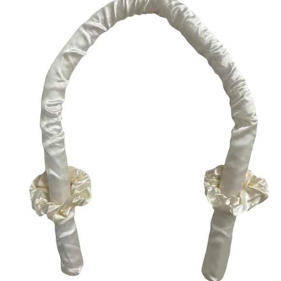 HEATLESS SATIN HAIR CURLING ROD ROLLER HEALTHY HAIR TOOL IN PINK AND WHITE - Picture 5 of 8